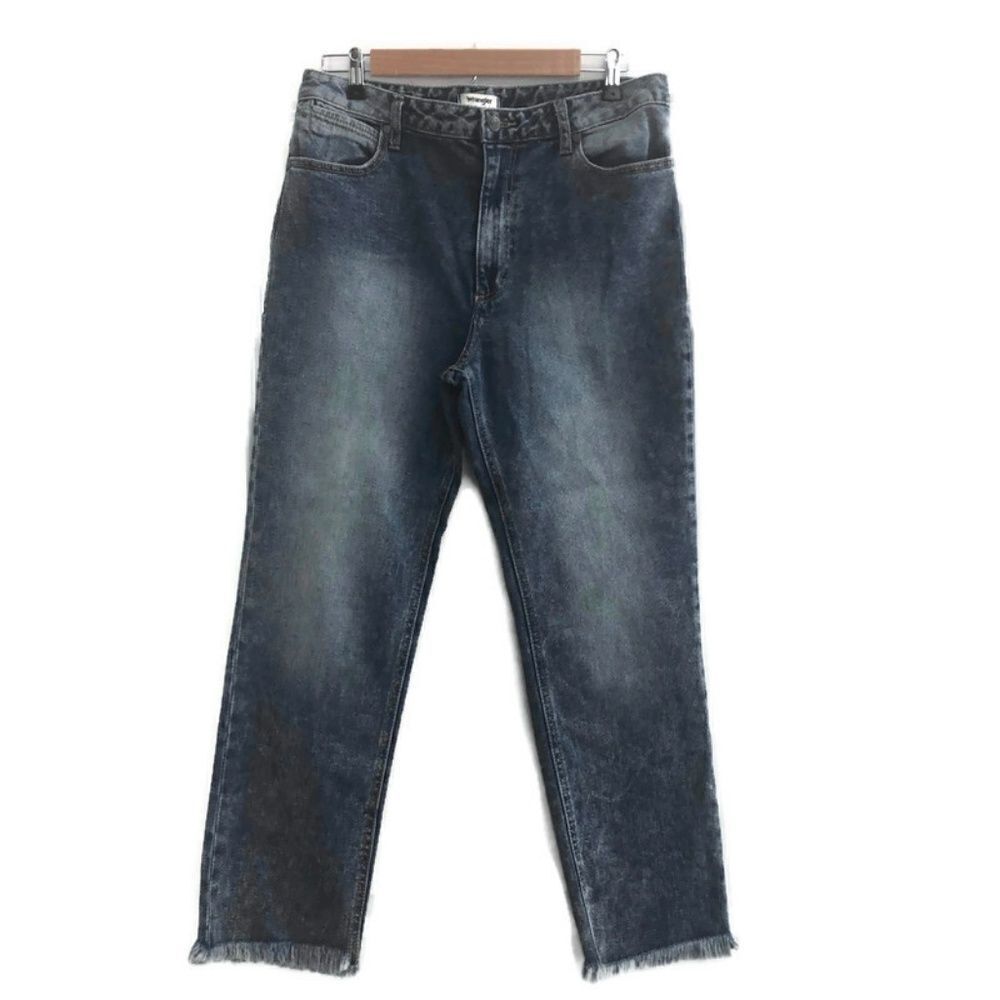 Wrangler Acid Wash High Waist Cropped Jeans size 30/30 Frayed Hem Indie Sleaze